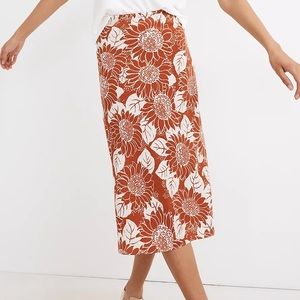 Madewell Silk Midi Slip Skirt Sunflower